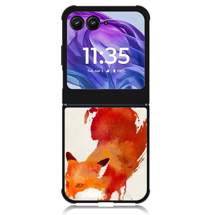 Watercolor art orange red fox animal Motorola Moto Razr Plus 2024 , Moto Razr+ 2024 Case