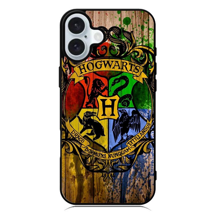 Harry Potter Hogwarts Logo wood iPhone 16 Plus Case