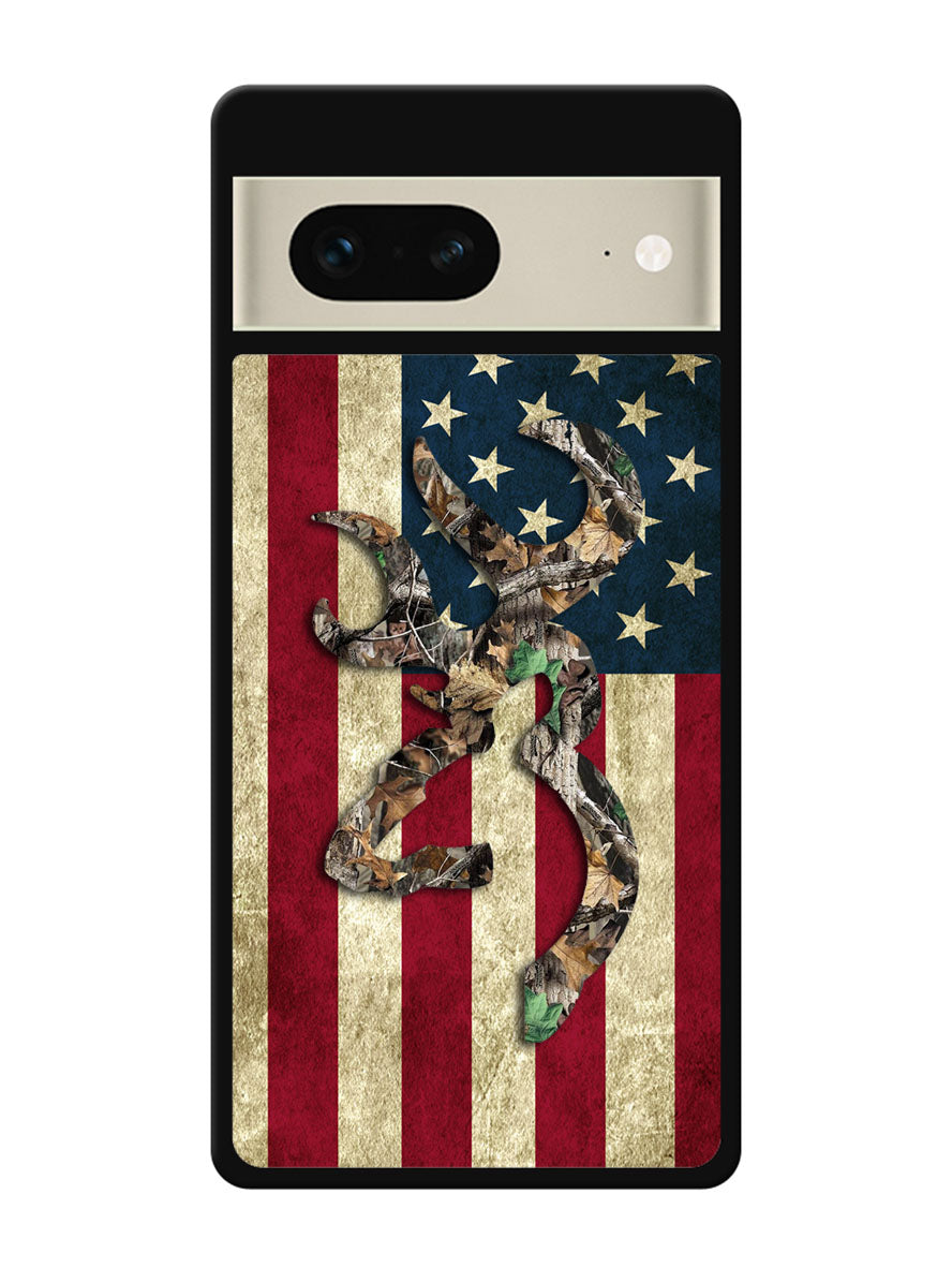 Browning Deer Real Tree Camo USA Flag Google Pixel 7 Case