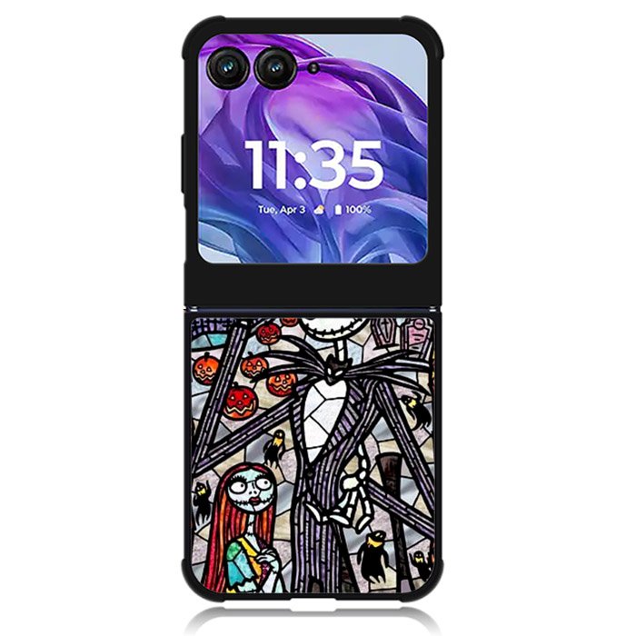 Nightmare Before Christmas Art Glass Motorola Moto Razr Plus 2024 , Moto Razr+ 2024 Case