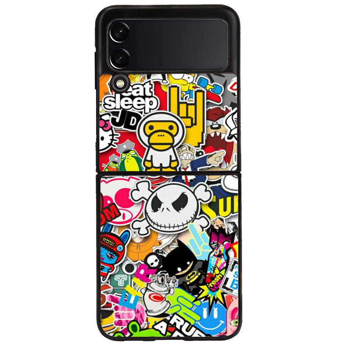 Stickerbomb Graffiti Art Collage Cool Samsung Galaxy Z Flip 4 5G 2022 Case