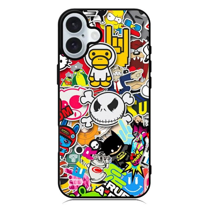 Stickerbomb Graffiti Art Collage Cool iPhone 16 Case