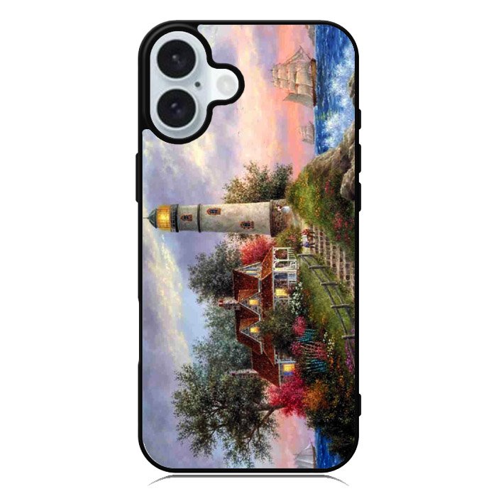 Lighthouse On Hill art iPhone 16 Plus Case