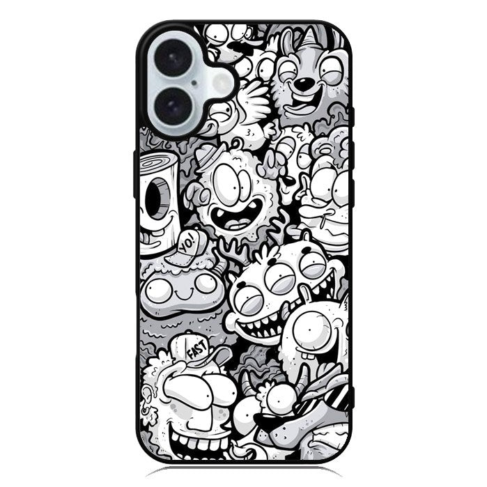 Doodle Art Cartoon iPhone 16 Plus Case