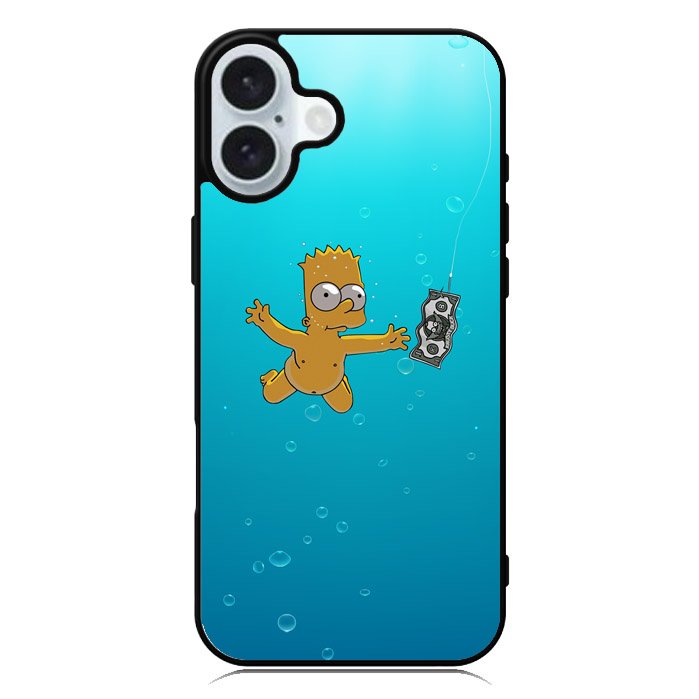 Bart Simpsons Nevermind Nirvana iPhone 16 Plus Case