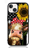 Cow With Tie SuNflower iPhone 14 Case