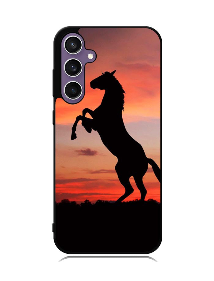 Horse Silhouette On Red Sunset Samsung Galaxy S23 FE 5G Case
