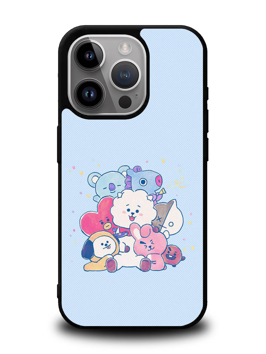 BTS BT21 Blue Texture iPhone 15 Pro Case